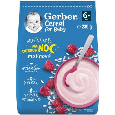 Gerber Cereal Ml.kaše na dobrou noc malin.230 g – Zboží Dáma