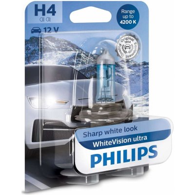 Philips WhiteVision Ultra H4 P43t 12V 60/55W 12342WVUB1 – Zboží Mobilmania