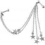 Šperky eshop ocelový piercing do ucha zirkony hvězdy na řetízku AC8.02 – Zboží Mobilmania