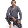 Pánské pyžamo 1P1435 pánské pyžamo dlouhé propínací šedé