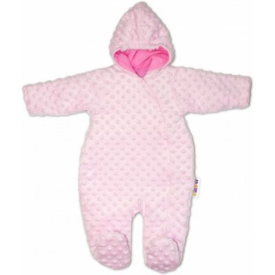 Baby Nellys Baby Nellys Kombinézka overálek Minky zateplená růžová – Sleviste.cz