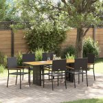 Omaxi 455499 Zahradní jídelní souprava 7 pcs Černá, hnědá 190 x 80 x 75 cm – Hledejceny.cz