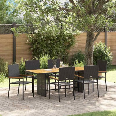 Omaxi 455499 Zahradní jídelní souprava 7 pcs Černá, hnědá 190 x 80 x 75 cm – Hledejceny.cz