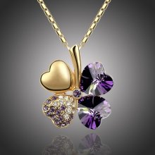 Sisi Jewelry Swarovski Elements čtyřlístek zlato tmavě fialový Fialová NH1020