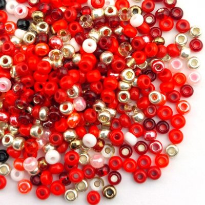 Preciosa rokajl 8/0 mix sv. červený – Zboží Dáma