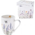 decoDoma Porcelánový hrnek LEVANDULE A MOTÝLI v dárkové krabičce 350 ml – Zboží Dáma