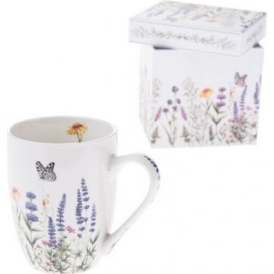 decoDoma Porcelánový hrnek LEVANDULE A MOTÝLI v dárkové krabičce 350 ml – Zboží Dáma