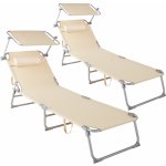 tectake 2 plážová lehátka 4 polohová s polštářem béžová 403418 – Zboží Dáma