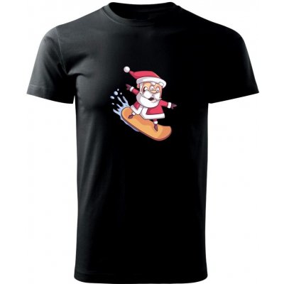 Santa jezdící na snowboardu Klasické pánské triko černá – Zboží Mobilmania
