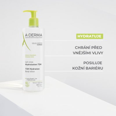 A-DERMA Tělové mléko 72h hydratace 400ml – Zboží Dáma