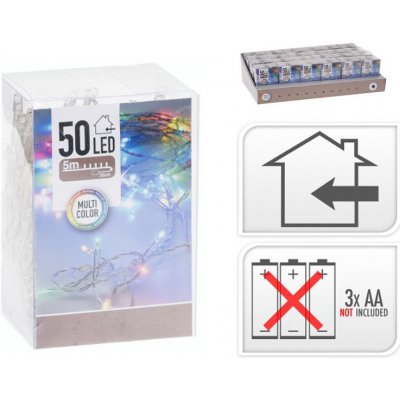 Euro Habitat Vánoční LED osvětlení na baterie 50 LED Berevné – Hledejceny.cz