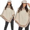 Dámský svetr a pulovr Fashionweek Dámské pončo s trojúhelníkovým zakončením ze bukla tkaniny Karr 9 Béžový