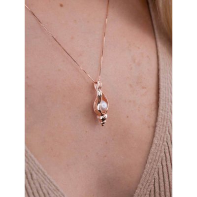 Pan Perla Stříbrný náhrdelník ve tvaru srdce s perlou 91/STR7 Růžová – Zboží Dáma