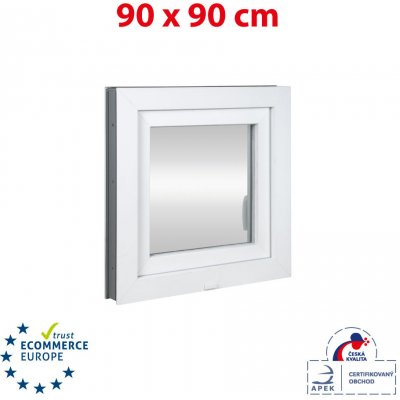 Okna Hned Plastové okno 90 x 90 cm (900 x 900 mm) bílé otevíravé i sklopné pravé – HobbyKompas.cz