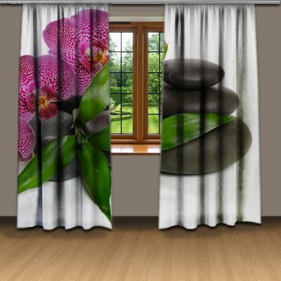 IMPAR Závěsy Orchidej na kamenech (Rozměr : 140x250, Materiál: Blackout) – Hledejceny.cz