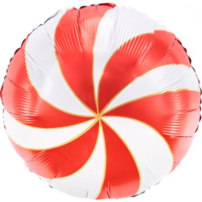 PartyDeco Vánoční fóliový balón bonbon červenobílý 35 cm – Zboží Mobilmania