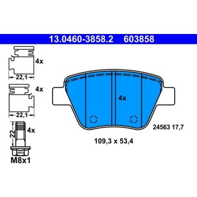 Sada brzdových destiček, kotoučová brzda ATE 13.0460-3858.2 (13046038582) | Zboží Auto