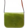 Kabelka Kožená malá dámská crossbody kabelka olivová zelená s červeným páskem