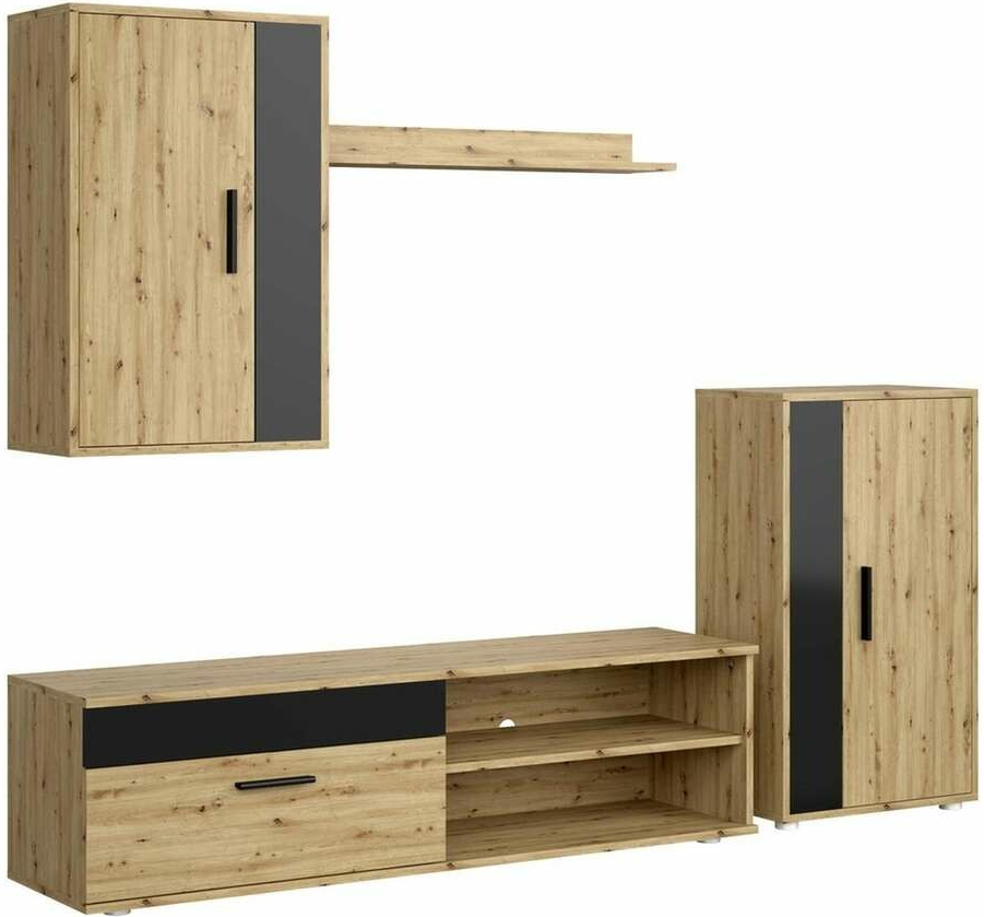 Halmar Obývací stěna Spano, dub artisan černá