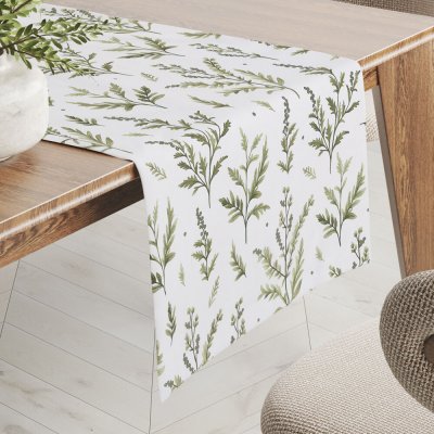 Biante bavlna běhoun Sandra SA-718 Zelené natě bylinek na bílém 35x180 cm – Sleviste.cz