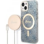 Pouzdro Guess 4G MagSafe + Bezdrátová nabíječka iPhone 14 modré – Zbozi.Blesk.cz