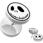 Šperky eshop kruhový fake piercing do ucha akrylový bílý strašidelná tvář AA5.31 – Zboží Dáma