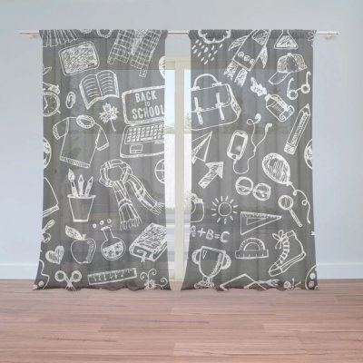 Sablio Záclony Černobílá škola: 2ks 150x250cm – Zboží Mobilmania