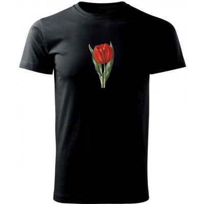 Červený tulipán Klasické pánské triko černá
