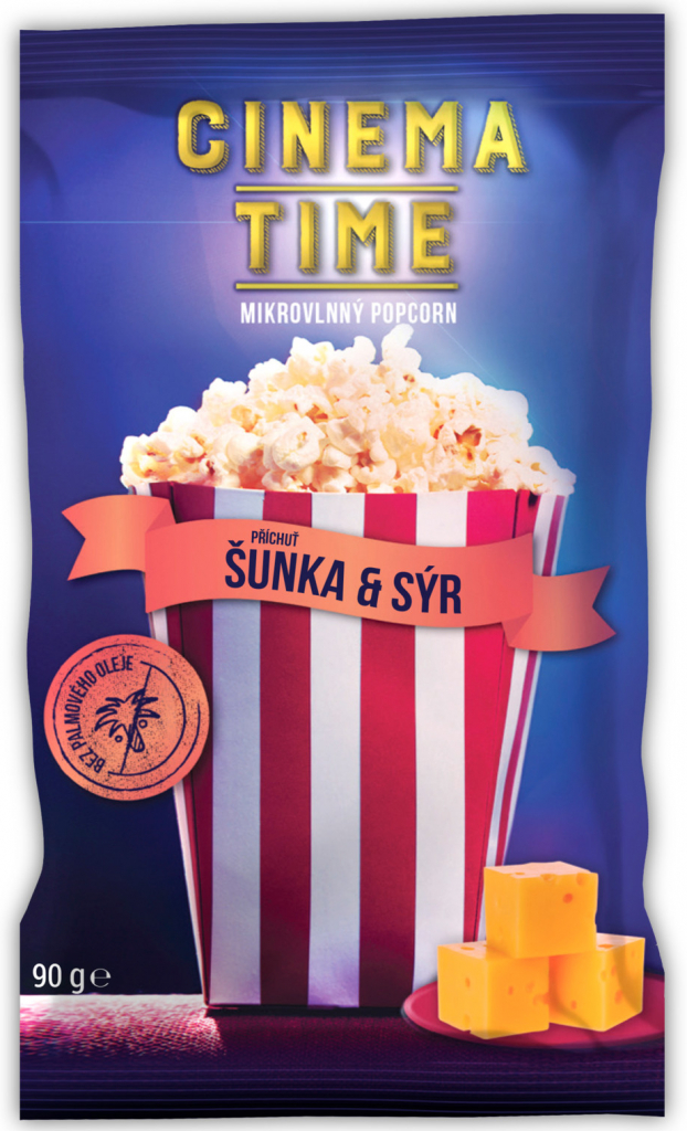 Cinema Time Mikrovlnný popcorn šunka a sýr 90 g od 16 Kč - Heureka.cz
