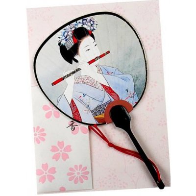 NipponCEC Parfémovaná japonská pohlednice Vějíř Gejša s flétnou – Sleviste.cz