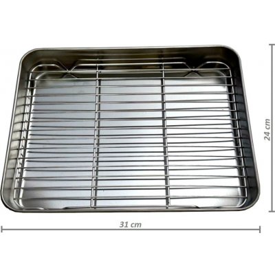 UG Grill Nerezový plech na pečení s mřížkou 31x24x5cm vel. SM s vyšším dnem UG Grill