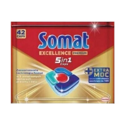 Somat Excellence 5v1 kapsle do myčky 42 ks + dóza – Zboží Mobilmania