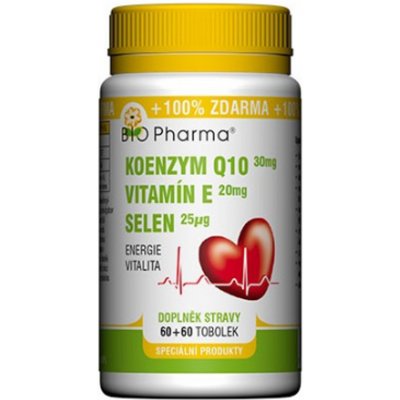 BIO PHARMA Koenzym Q10 forte 60 mg + vitamín E 20 mg +selen 60+60 tobolek