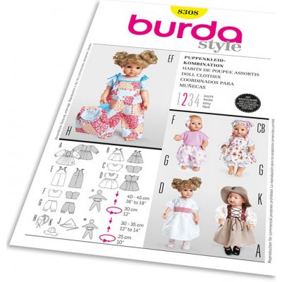 Střih Burda 8308 - Oblečky pro panenky – Zboží Dáma