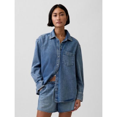 GAP Džínová oversize košile UltraSoft Tmavě modrá – Hledejceny.cz