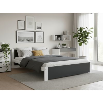 Textilomanie Ikaros antracit / bílá s laťkovým roštem matrace Somnia 18 cm – Sleviste.cz