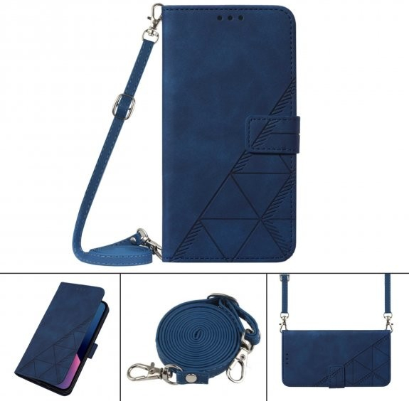 Pouzdro AppleKing flipové s popruhem ve stylu crossbody iPhone X / XS - modré