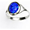 Prsteny Čištín bílé zlato tmavě modrý syntetický opál prstýnek sopálem T 1453