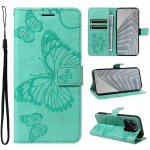 Big Butterfly knížkové pouzdro na Xiaomi Redmi Note 14 - modrozelené – Hledejceny.cz