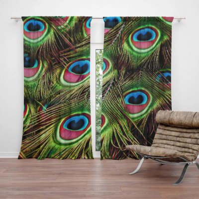 Závěsy Paví peří: 2 ks - 140x250 cm - Sablio – Hledejceny.cz