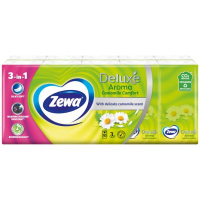 Zewa Deluxe Camomile papírové kapesníčky heřmánek 3-vrstvé 10 ks – Zboží Dáma