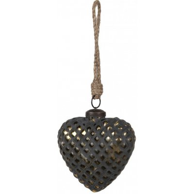 Clayre & Eef Černozlatá skleněná vánoční ozdoba ve tvaru srdíčka S Ø 7*3*8 cm – Hledejceny.cz