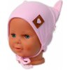 Dětská čepice Baby Nellys Bavlněná dvouvrstvá čepice s oušky na zavazování Fox růžová