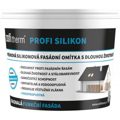 Zofitherm Profi Silikonová fasádní omítka, Hlazená - Zrno 1,5 mm | A | 25 kg – HobbyKompas.cz