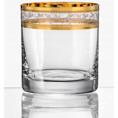 Crystalex Bohemia Crystal Sklenice na whisky Barline s dekorem Zlatý lístek 6 x 280 ml – Zboží Mobilmania