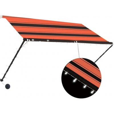 Greatstore Zatahovací markýza s LED světlem 250 x 150 cm oranžovo-hnědá – HobbyKompas.cz