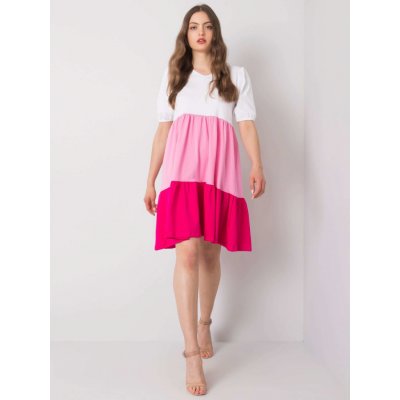Ležérní šaty Kylie KYLIE SK-6764.64 bílá růžová fuchsiová – Zboží Mobilmania
