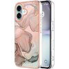 Pouzdro a kryt na mobilní telefon Apple PROTEMIO 86968 IMD MARBLE Ochranný kryt pro Apple iPhone 16 ROSE GOLD