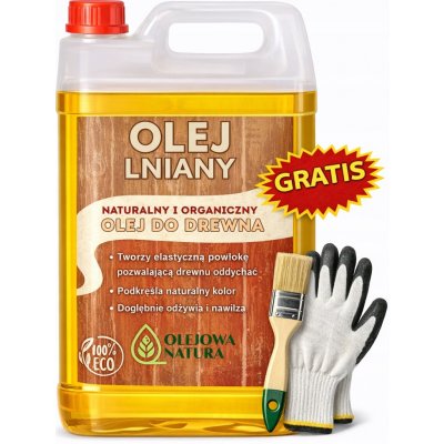 Lněný olej – impregnace na dřevo 5L, přírodní a ekologická + štětec – Zbozi.Blesk.cz