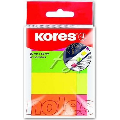 Kores samolepicí záložky 20x50mm/4x50ks Neonový mix – Hledejceny.cz